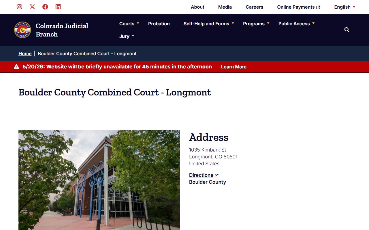 Longmont Combined Court satellite location page